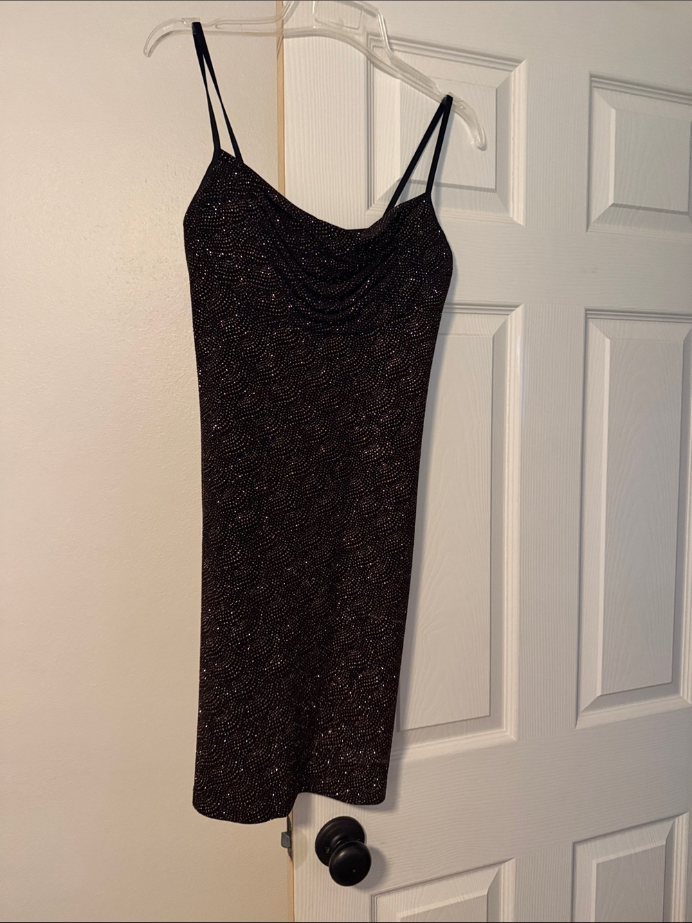 Steppin' Out Black Metallic Mini Slip Dress